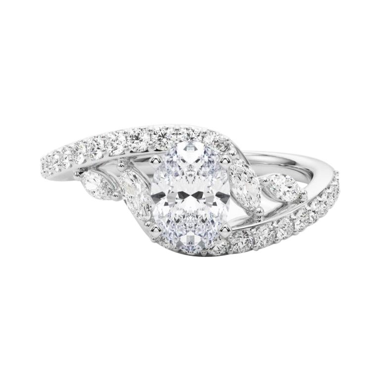 GIA 2.01 Carat Oval Curved Bypass Leaf & Vine (Feuille et Vigne)  Bague en diamant