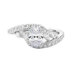 GIA 2.01 Carat Oval Curved Bypass Leaf & Vine  Diamond Ring