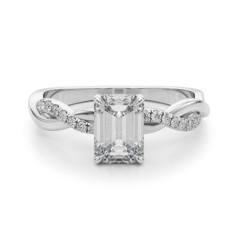 GIA 2,01 Carati Pave Entwined Nature Band Smeraldo  Anello con diamante In condizioni Nuovo in vendita a New York, NY