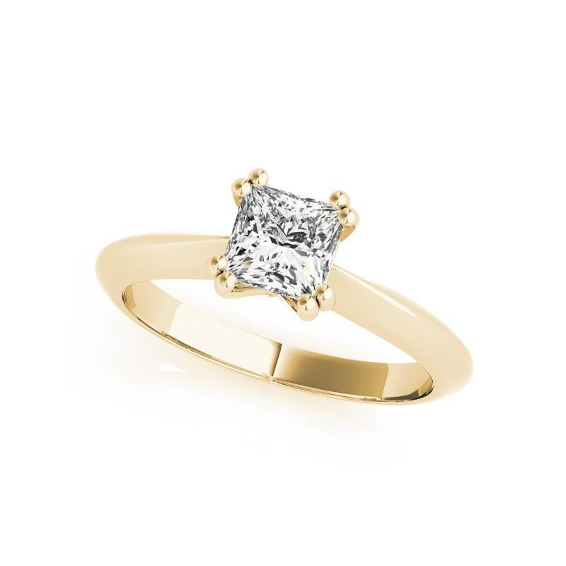 GIA 2,01 Carati Principessa Solitario Tulipano Cattedrale Anello di Diamanti in Oro Giallo 18K In condizioni Nuovo in vendita a New York, NY