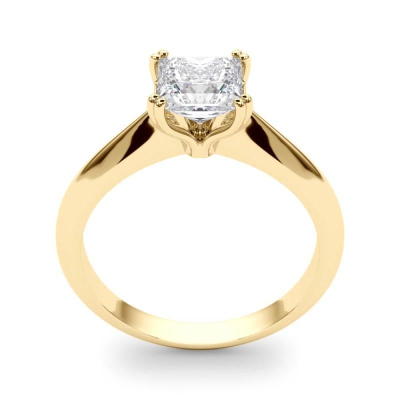 GIA 2,01 Carati Principessa Solitario Tulipano Cattedrale Anello di Diamanti in Oro Giallo 18K in vendita 1