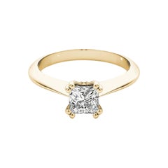 GIA 2,01 Carati Principessa Solitario Tulipano Cattedrale Anello di Diamanti in Oro Giallo 18K