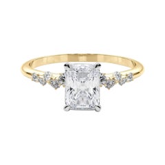 GIA 2,01 Karat Radiant Cluster Trellis Solitär 18K Gelbgold Diamantring