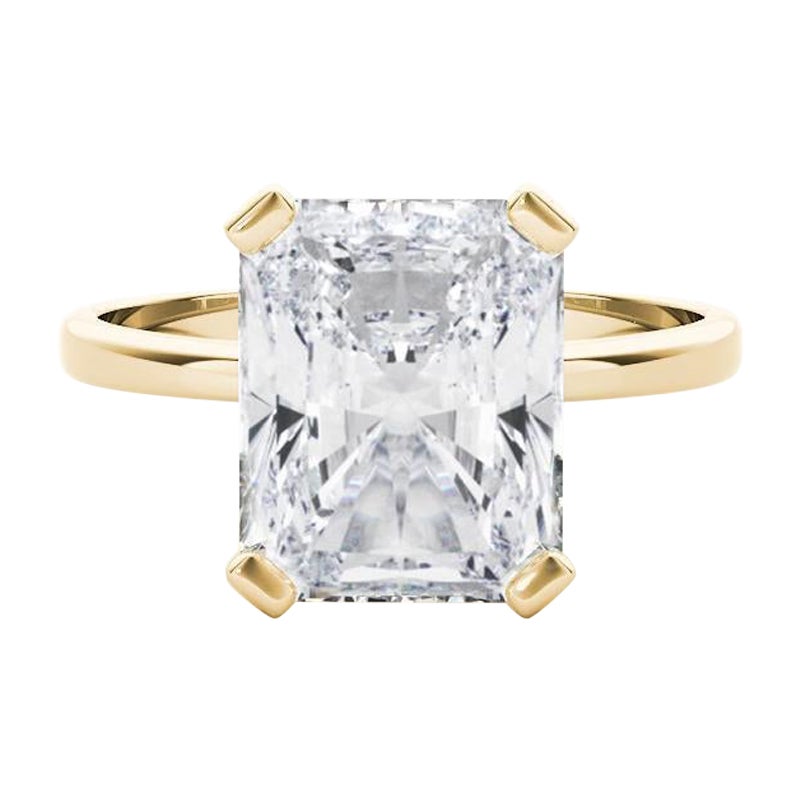 GIA 2.01 Carat Radiant Solitaire Basket 4-Prong 18K Yellow Gold Diamond Ring