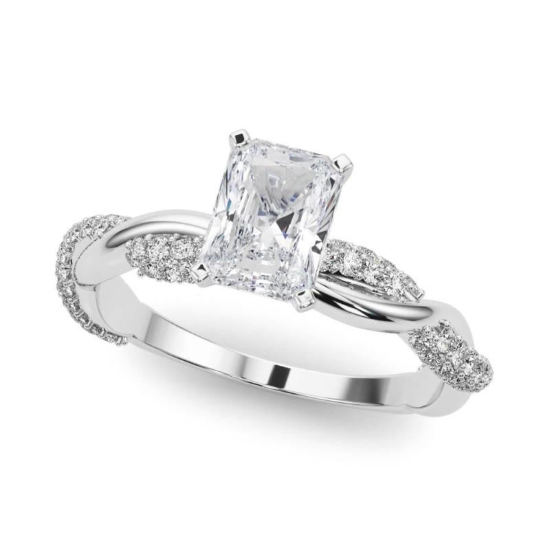 Taglio radiant GIA 2,01 Carati Radiante intrecciato con pave ritorto  Anello con diamante in vendita