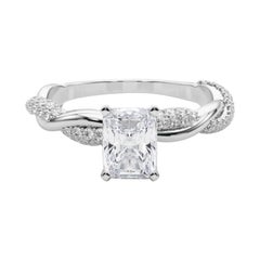 GIA 2,01 Carati Radiante intrecciato con pave ritorto  Anello con diamante