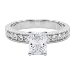 GIA 2.01 Carat Radiant Vintage Milgrain Channel  Diamond Ring