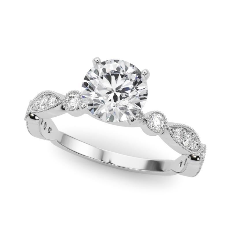 Taille ronde GIA 2.01 Carat Round Brilliant & Marquise Vintage  Bague en diamant en vente