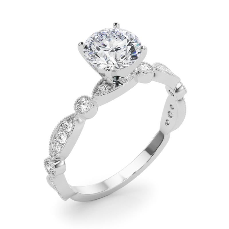 GIA 2.01 Carat Round Brilliant & Marquise Vintage  Bague en diamant Pour femmes en vente