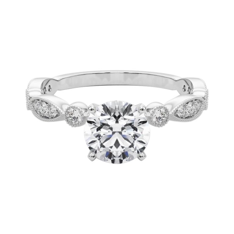 GIA 2.01 Carat Round Brilliant & Marquise Vintage  Bague en diamant