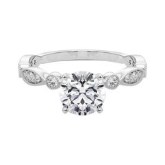 GIA 2.01 Carat Round Brilliant & Marquise Vintage  Bague en diamant