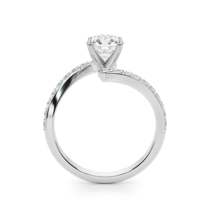 GIA 2.01 Carat Round Curved Bypass Pave Shank  Bague en diamant Neuf - En vente à New York, NY
