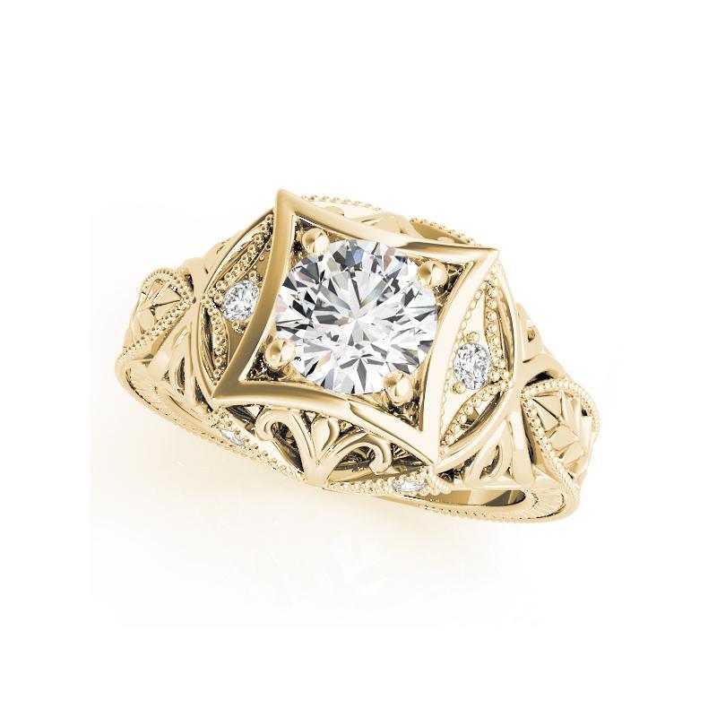 Taglio rotondo GIA Anello con diamante rotondo da 2,01 carati con incisione Tropical in oro giallo 18 carati in vendita