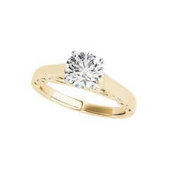 GIA 2.01 Carat Round Filigree Scroll Cathedral 18K Yellow Gold Diamond Ring