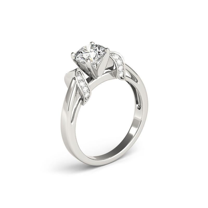 Donna GIA 2,01 Carati Rotondo Pave Nastro Aperto Cattedrale  Anello con diamante in vendita