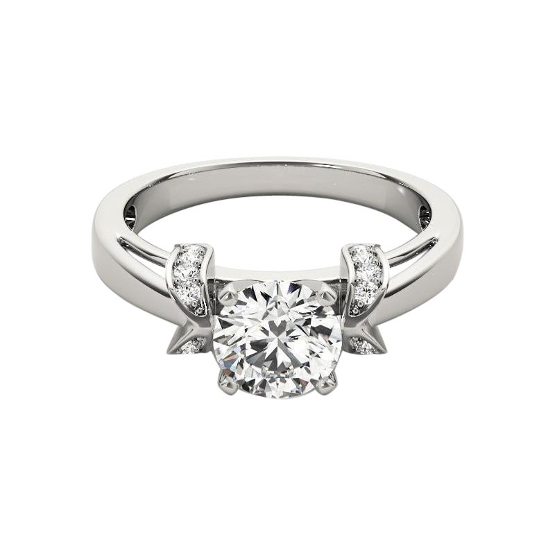 GIA 2.01 Carat Round Pave Ribbon Open Cathedral  Bague en diamant