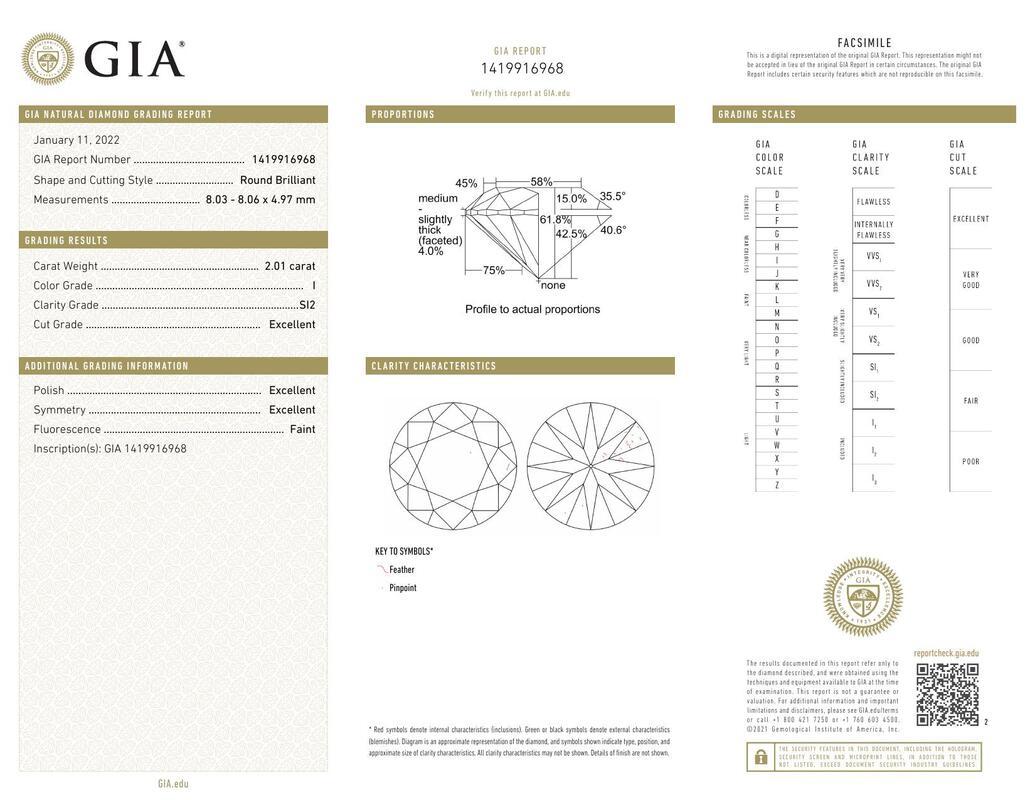 Contemporain GIA 2.01 Carat Round & Princess Channel Solitaire  Bague en diamant en vente