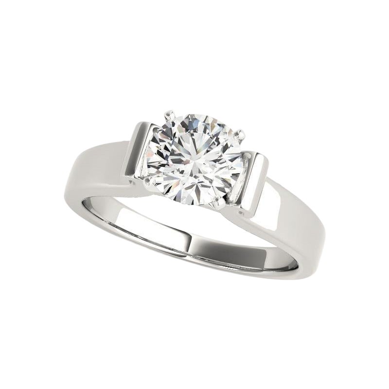 GIA Anello con diamante rotondo solitario da 2,01 carati, a fascia larga, in oro bianco 18 carati in vendita