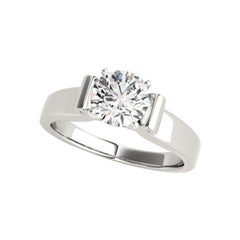 GIA 2.01 Carat Round Solitaire Scroll Wide Band 18K White Gold Diamond Ring