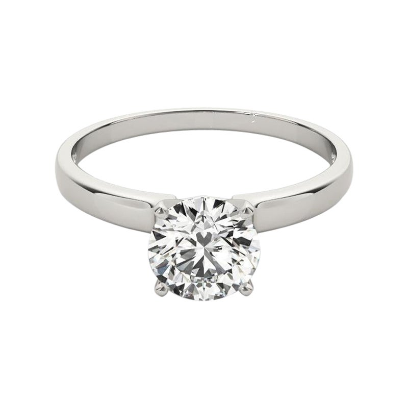 GIA 2,01 Carati Solitario Rotondo Bordo Quadrato Anello di Diamanti in Oro Bianco 18K in vendita