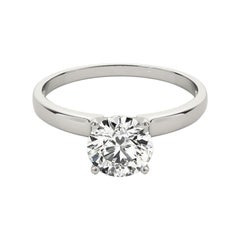 GIA 2.01 Carat Round Solitaire Square Edge Band 18K White Gold Diamond Ring