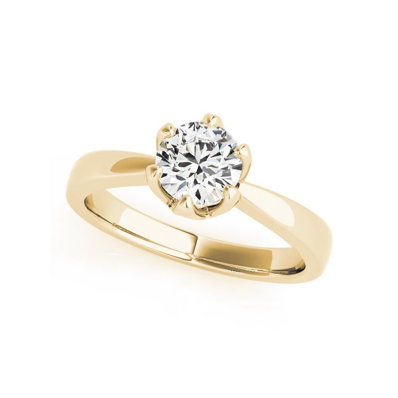 Taglio rotondo GIA 2,01 Carati Solitario Rotondo Vintage Tulip Set Anello con Diamante in Oro Giallo 18K in vendita