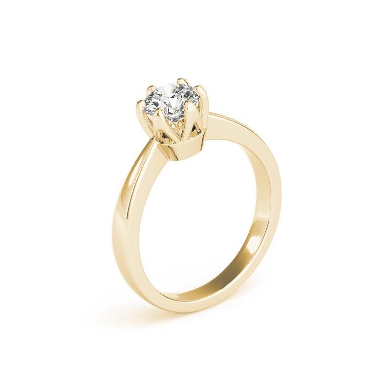 Donna GIA 2,01 Carati Solitario Rotondo Vintage Tulip Set Anello con Diamante in Oro Giallo 18K in vendita