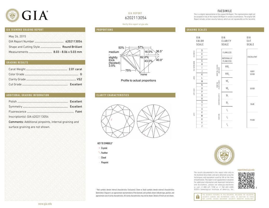 Contemporaneo GIA Anello di diamanti a tre pietre rotonde da 2,01 carati con vortice oceanico in oro giallo 18 carati in vendita