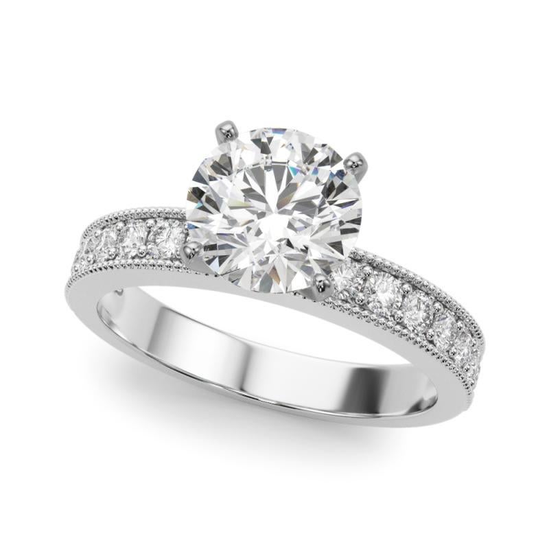 GIA 2,01 Quilates Redondo Vintage Milgrain Canal  Anillo de diamantes