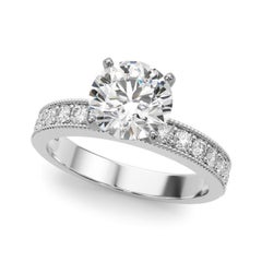 GIA 2,01 Quilates Redondo Vintage Milgrain Canal  Anillo de diamantes