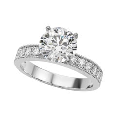 GIA 2,01 Karat Rund Vintage Milgrain Kanal  Diamantring