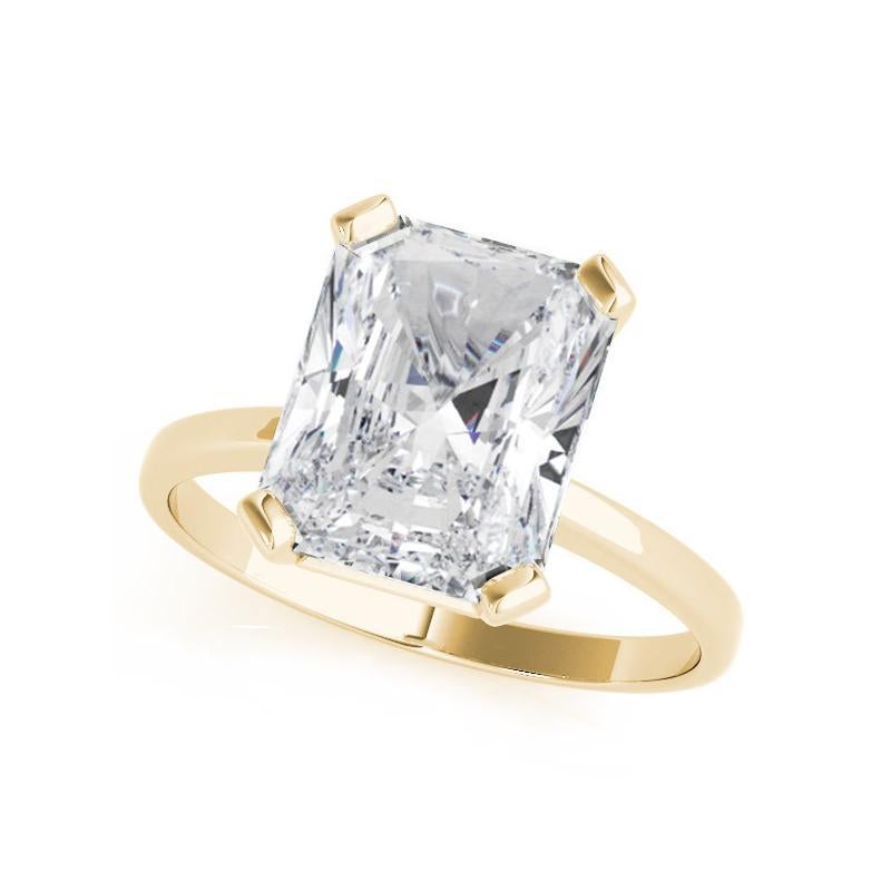 Taille radiant GIA 2.01 Carat Solitaire Radiant 4-Prong Basket Bague diamant en or jaune 18K en vente