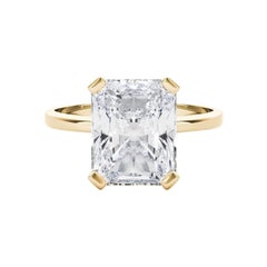 GIA 2,01 Karat Solitär Radiant 4-Zacken-Korb 18K Gelbgold Diamantring