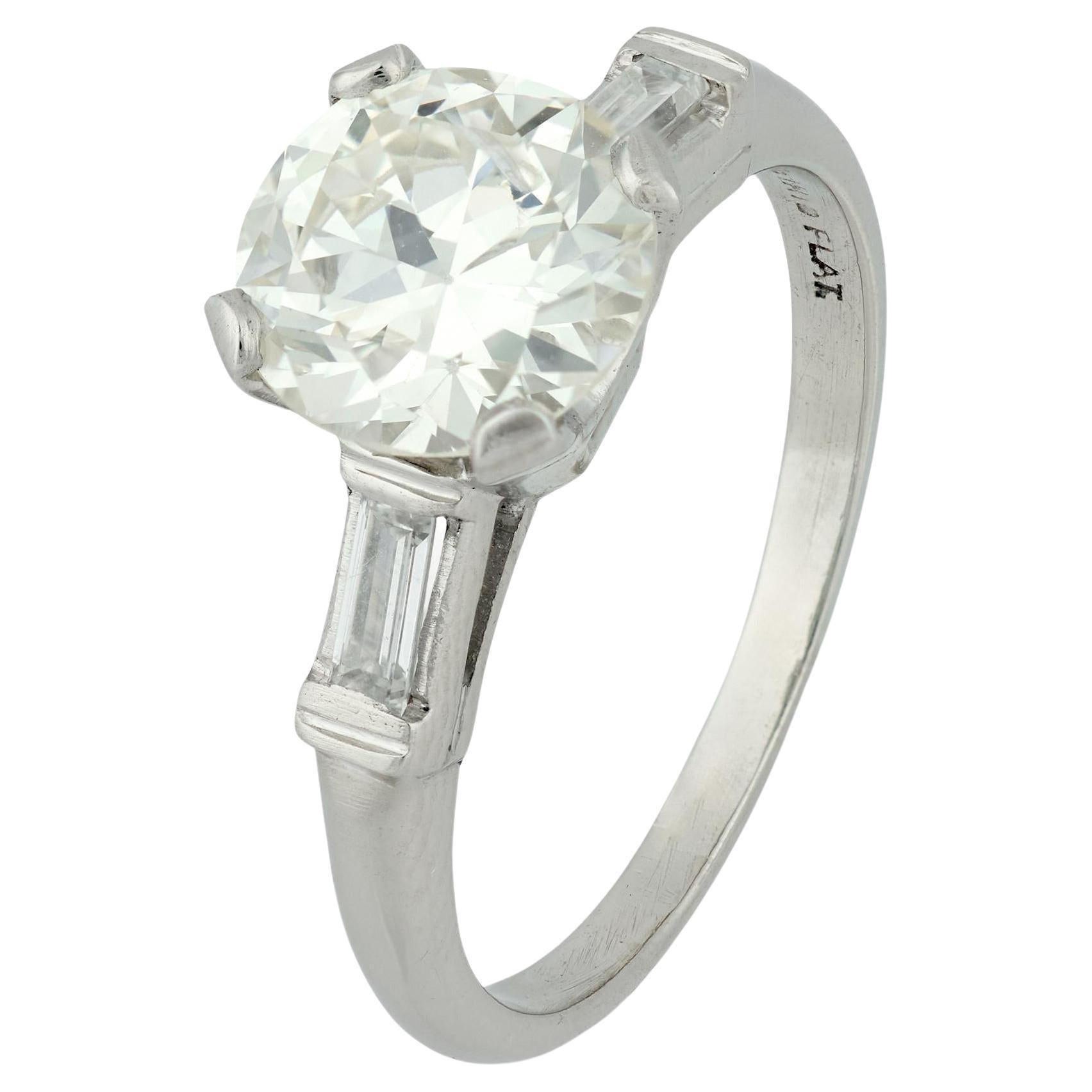 GIA 2.01 carat transitional cut diamond platinum engagement ring For Sale
