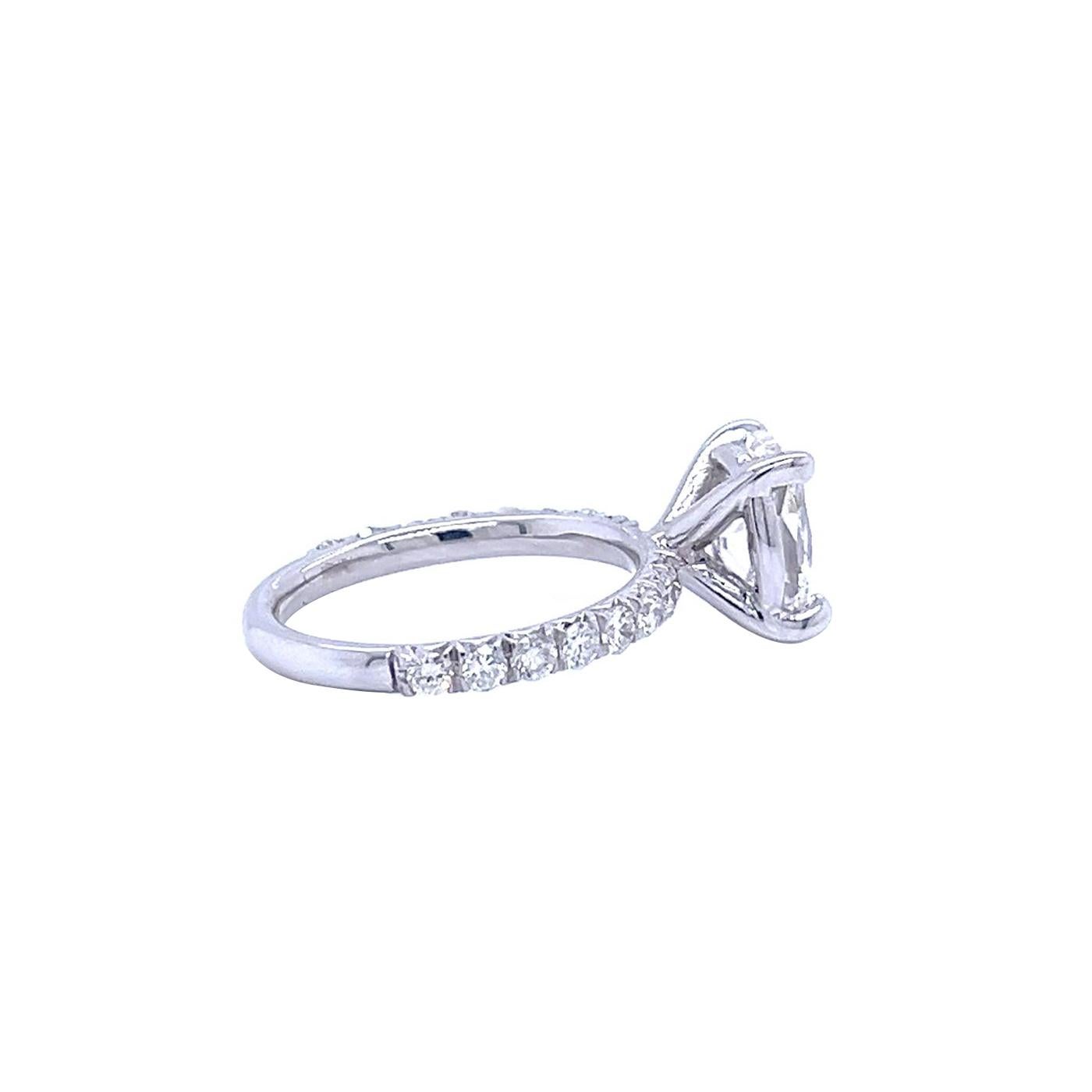 GIA 2.01 Natural Oval Cut Diamond Ring VVS2 With Pave Diamonds 18K White Gold For Sale 5