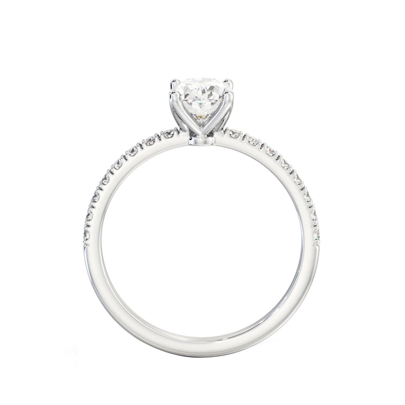 Modernist GIA 2.01 Natural Oval Cut Diamond Ring VVS2 With Pave Diamonds 18K White Gold For Sale
