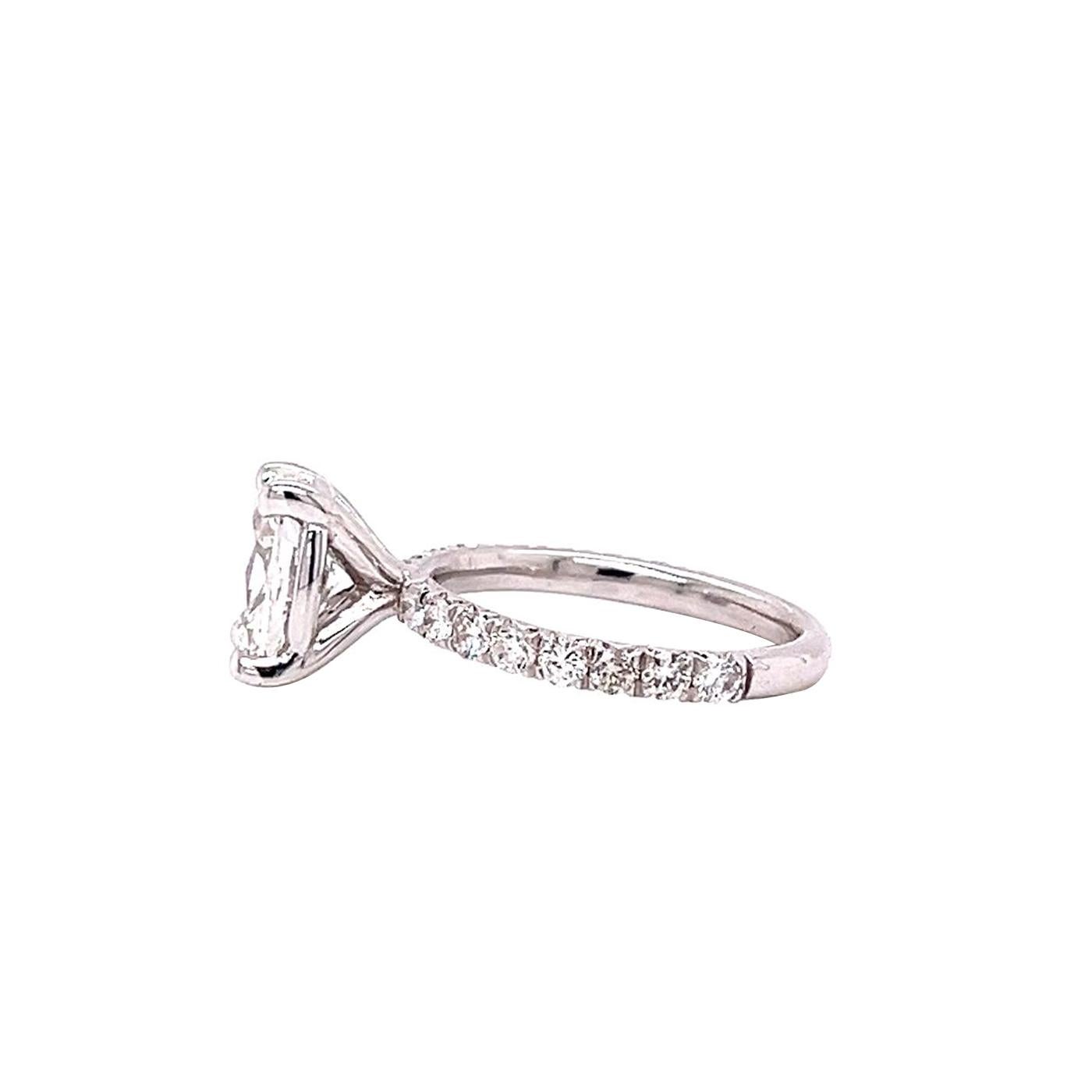 GIA 2.01 Natural Oval Cut Diamond Ring VVS2 With Pave Diamonds 18K White Gold For Sale 3