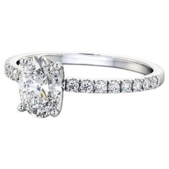 GIA 2.01 Natural Oval Cut Diamond Ring VVS2 With Pave Diamonds 18K White Gold