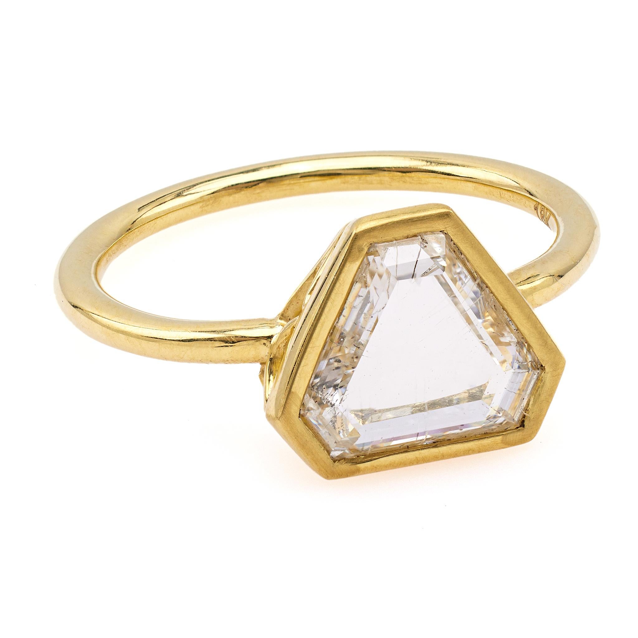 GIA 2,01 Portraitschliff Diamant 18k Gelbgold Solitär-Ring für Damen oder Herren