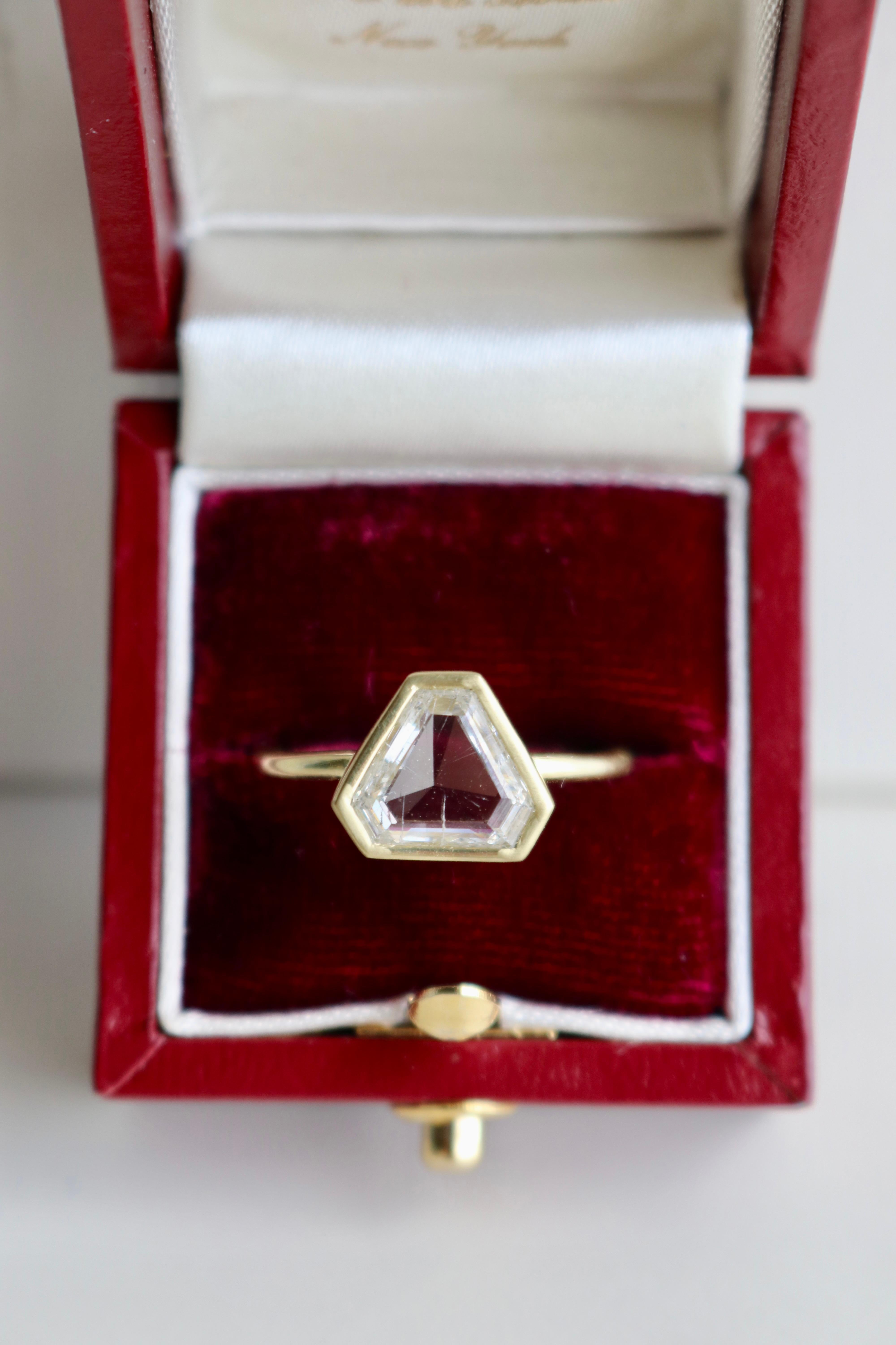 GIA 2,01 Portraitschliff Diamant 18k Gelbgold Solitär-Ring 1