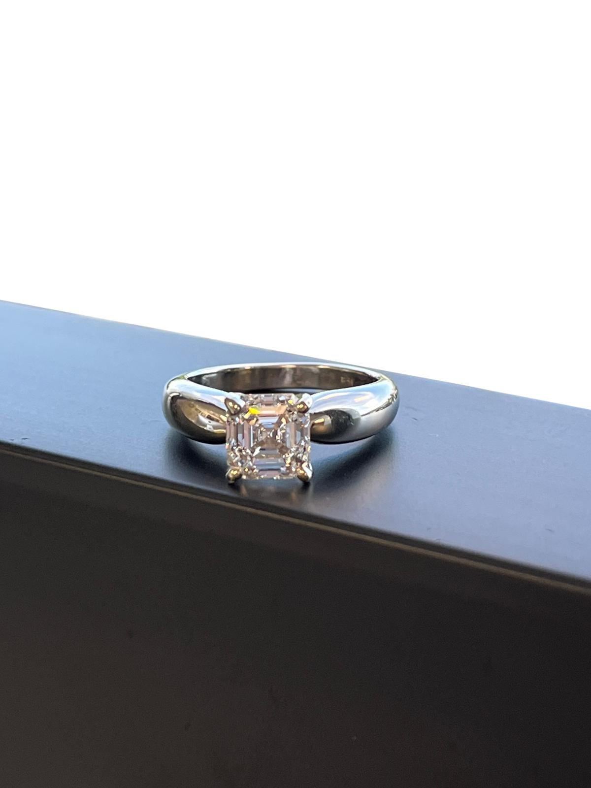 Flawless GIA Certified 2.01 Carat Asscher Cut Diamond Ring 18 Karat White Gold For Sale 5
