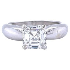 Flawless GIA Certified 2.01 Carat Asscher Cut Diamond Ring 18 Karat White Gold