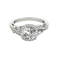 GIA 2.01ct Cushion Antique Halo Multi-Stone Curved Diamond Ring