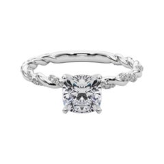 GIA 2.01ct Cuscino Micro Pave Fascia a treccia intrecciata  Anello con diamante