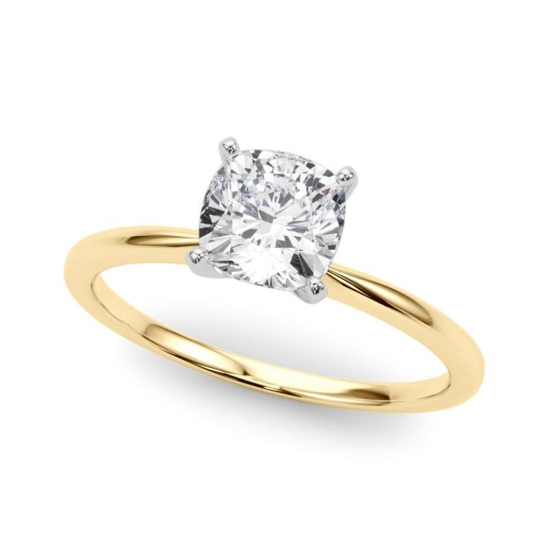 GIA 2.01ct Cushion Slim Band Prong Set Solitär 18K Gelbgold Diamantring (Kissenschliff) im Angebot