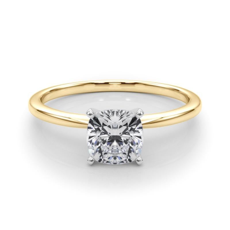 GIA 2,01ct Cuscino sottile a fascia con solitario incastonato in oro giallo 18 carati