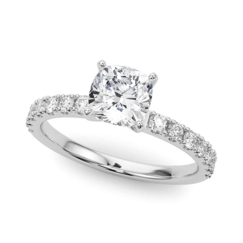 Cushion Cut GIA 2.01ct Cushion Solitaire with Half Eternity  Diamond Ring For Sale