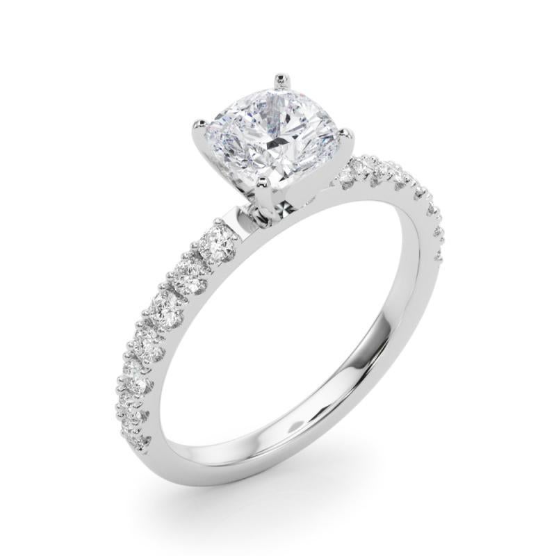 Women's GIA 2.01ct Cushion Solitaire with Half Eternity  Diamond Ring For Sale