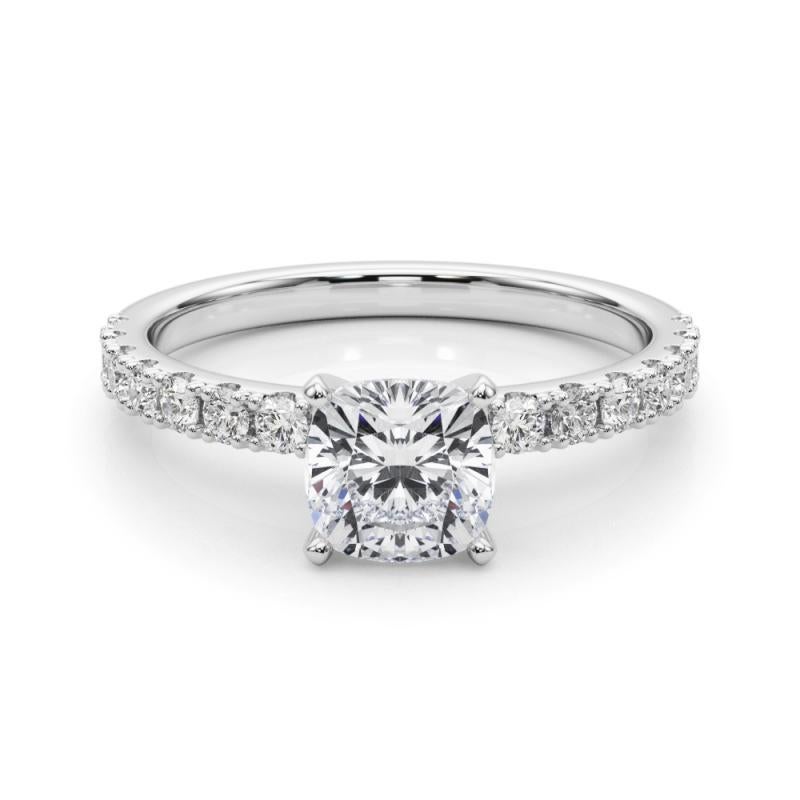 GIA 2.01ct Cushion Solitaire with Half Eternity  Bague en diamant
