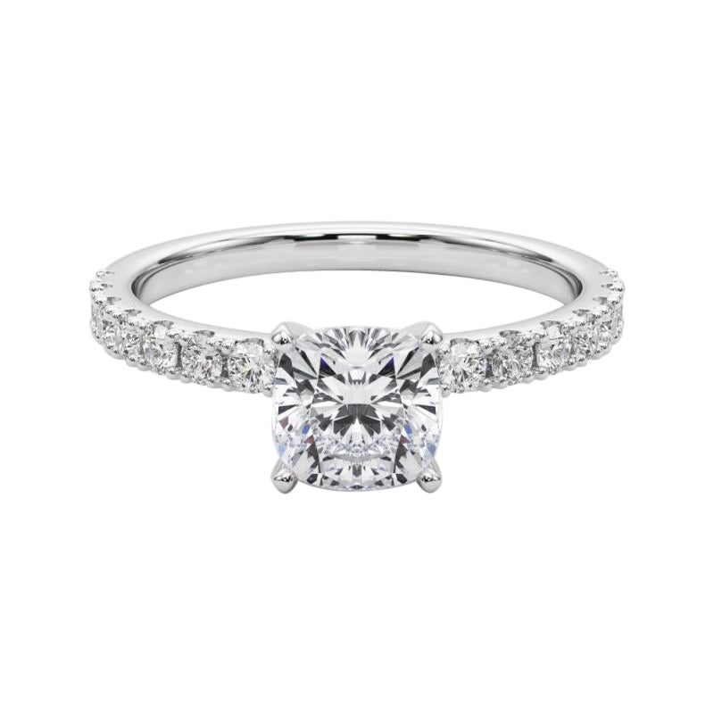 GIA 2.01ct Cushion Solitaire with Half Eternity  Bague en diamant